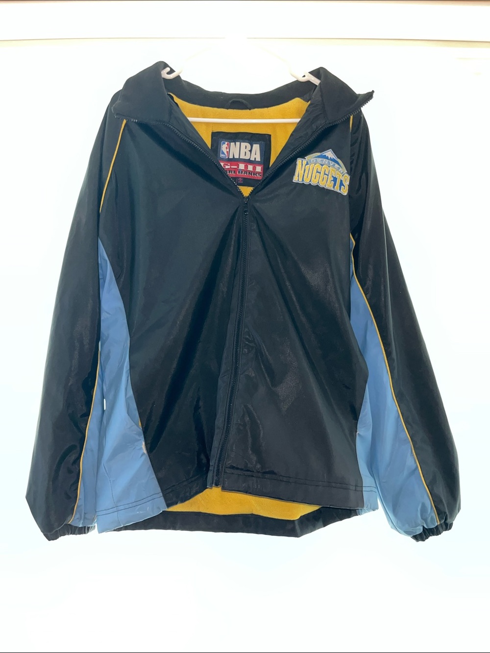 Vintage NBA G-III Carl Banks Denver Nuggets Blue & Gold Varsity Bomber Jacket